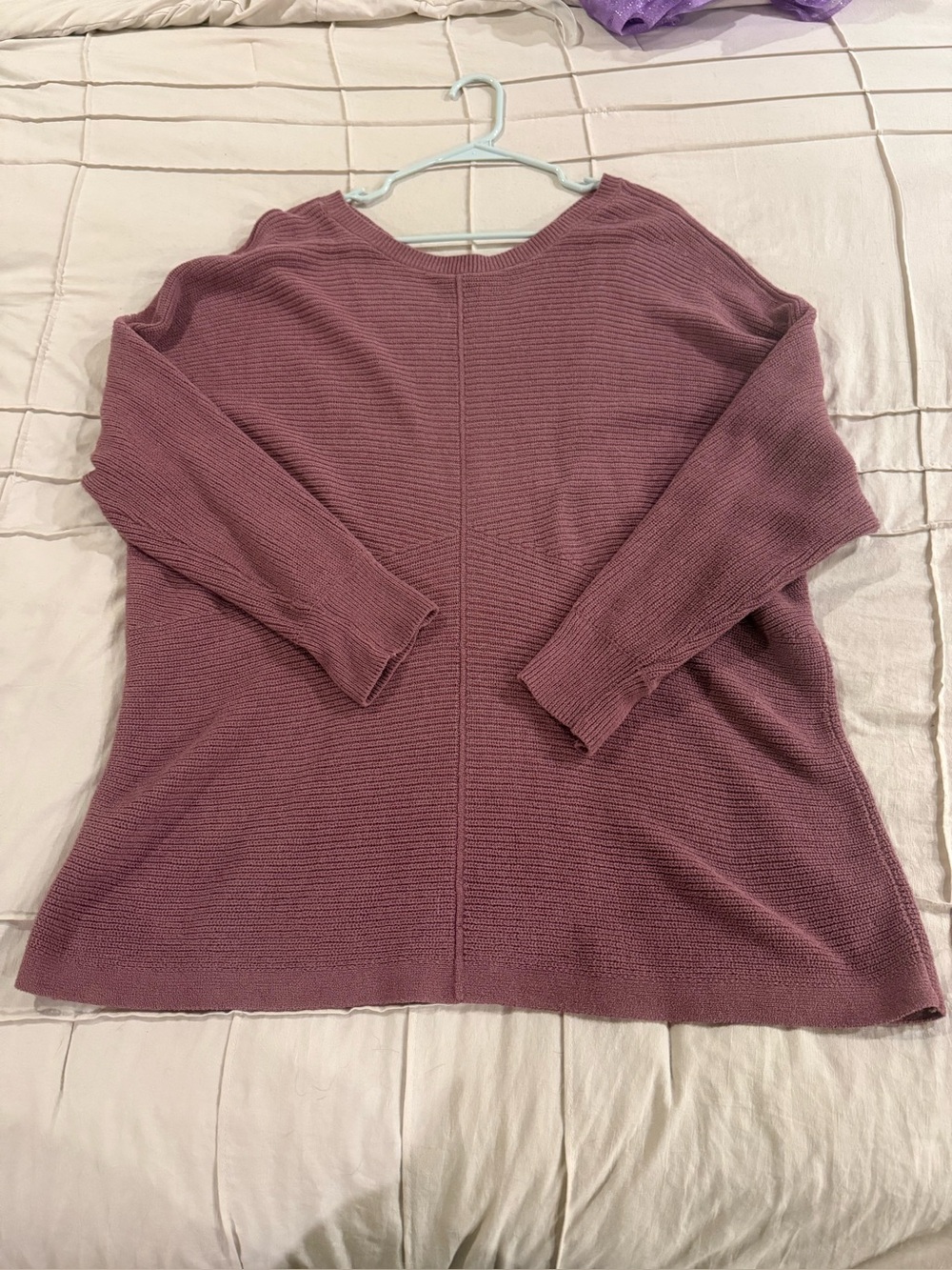 Women's Ribbed Knit Sweater - Dusty Rose - Size L